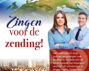 groot zendingskoor zingen voor de zending