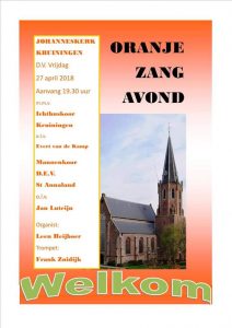 johanneskerk kruiningen oranje zangavond