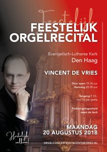 Den Haag feestelijk orgelrecital Vincent de Vries