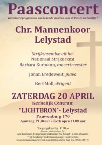 Lichtbron te Lelystad paasconcert mannenkoor Lelystad