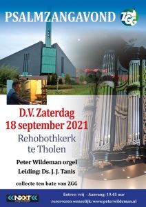 Rehobothkerk te Tholen psalmzangavond voor de ZGG