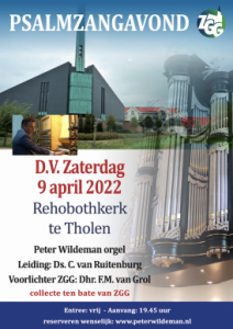 Rehobothkerk te Tholen psalmzangavond voor de ZGG