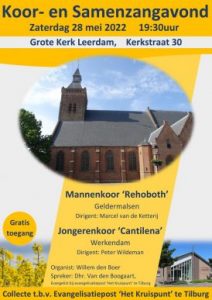 Grote kerk te Leerdam zangavond met Jongerenkoor Cantilena