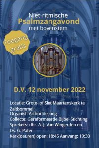 Psalmzangavond Grote kerk te Zaltbommel met organist Arthur de Jong