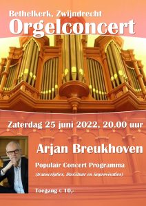 Bethelkerk te Zwijndrecht orgelconcert met Arjan Breukhoven
