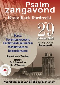 Grote kerk van Dordrecht psalmzangavond met bovenstem