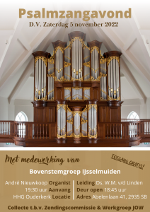 Ouderkerk psalmzangavond met bovenstem en organist André Nieuwkoop