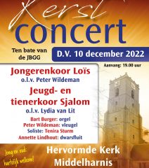 Hervormde kerk te Middelharnis kerstconcert ten bate van de JBGG