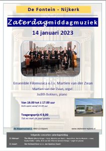 Zaterdagmiddagmuziek in De Fontein op 14 januari 2023