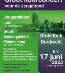 Groot koorconcert voor de Jeugdbond in Dordrecht