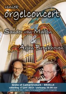 Sander van Marion en Arjan Breukhoven in de Grote kerk in Brielle