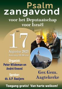 Gereformeerde Gemeente te Aagtekerke psalmzangavond voor Israël