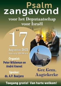 Gereformeerde Gemeente te Aagtekerke psalmzangavond deputaatschap Israel