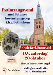 Psalmzangavond voor Bethlehem met Betuwse Bovenstemgroep