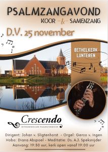 Interkerkelijk Psalmzangkoor Crescendo zingt in de Bethelkerk van Lunteren