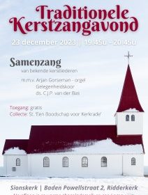 Traditionele kerstzangavond met bekende kerstliederen in Ridderkerk