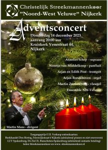 Christelijk Streekmannenkoor Adventsconcert in de Kruiskerk te Nijkerk