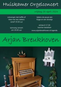 Huiskamer orgelconcert bij Arjan Breukhoven