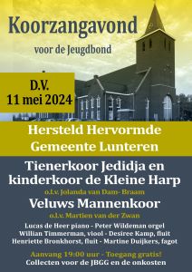 Tienerkoor Jedidja zingt in de Hersteld Hervormde Gemeente te Lunteren