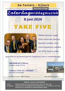 Zaterdagmiddagmuziek met Take Five in Nijkerk