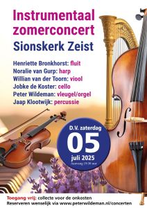 Instrumentaal zomerconcert in de Sionskerk te Zeist