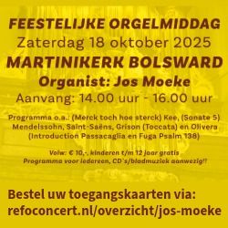 Feestelijke orgelmiddag in de Martinikerk te Bolsward op 18-10-2025