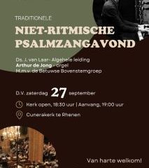 Psalmzangavond met bovenstem in de Cunerakerk te Rhenen