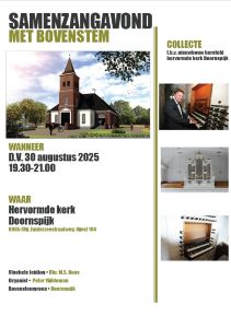 Samenzangavond met bovenstem in de Hervormde kerk te Doornspijk