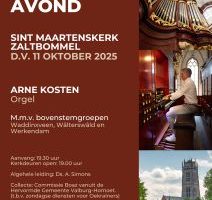 Organist Arne Kosten begeleid psalmzangavond in Zaltbommel