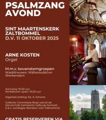 Organist Arne Kosten begeleid psalmzangavond in Zaltbommel
