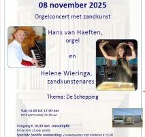 Muziek en Zandkunst tijdens de Zaterdagmiddagmuziek in De Fontein