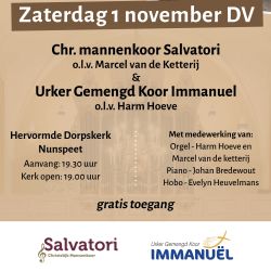 Najaarsconcert Mannenkoor Salvatori in de Dorpskerk te Nunspeet
