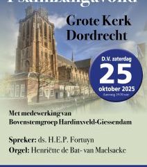 Psalmzangavond met bovenstem in de Grote kerk te Dordrecht