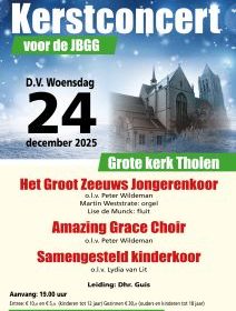 Kerstconcert te Tholen voor de JBGG in de Grote kerk
