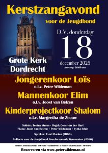 Kerstzangavond in de Grote kerk te Dordrecht voor de Jeugdbond