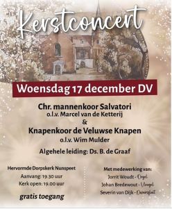 Kerstconcert 2025 met Mannenkoor Salvatori in de Dorpskerk te Nunspeet