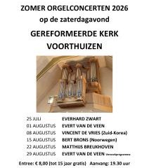 Zomerconcert 2026 in de Gereformeerde kerk te Voorthuizen met Matthijs Breukhoven