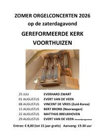 Zomerconcert 2026 in de Gereformeerde kerk van Voorthuizen met Everhard Zwart