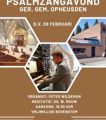 Psalmzangavond in Opheusden met organist Peter Wildeman