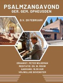 Psalmzangavond in Opheusden met organist Peter Wildeman